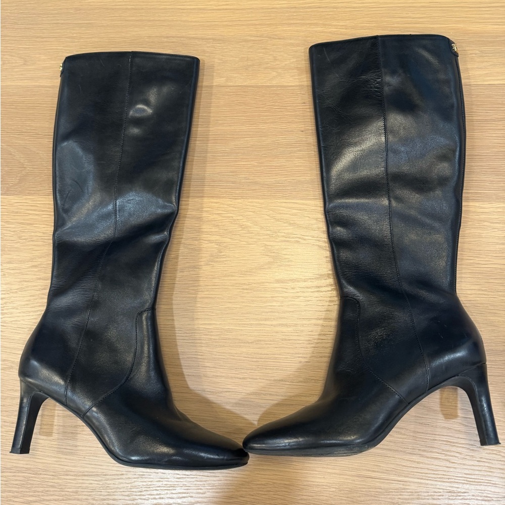 Ralph Lauren Black Leather Heeled Boots